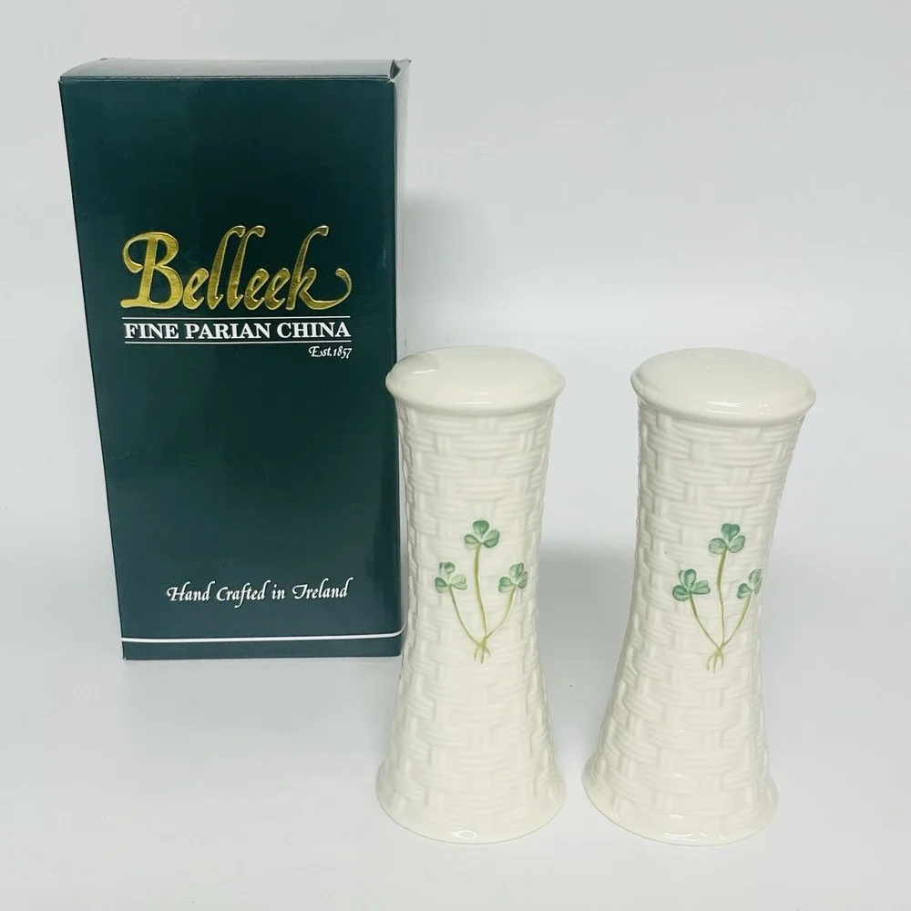 Belleek‎ Pottery Ireland Shamrock Basket Weave 6